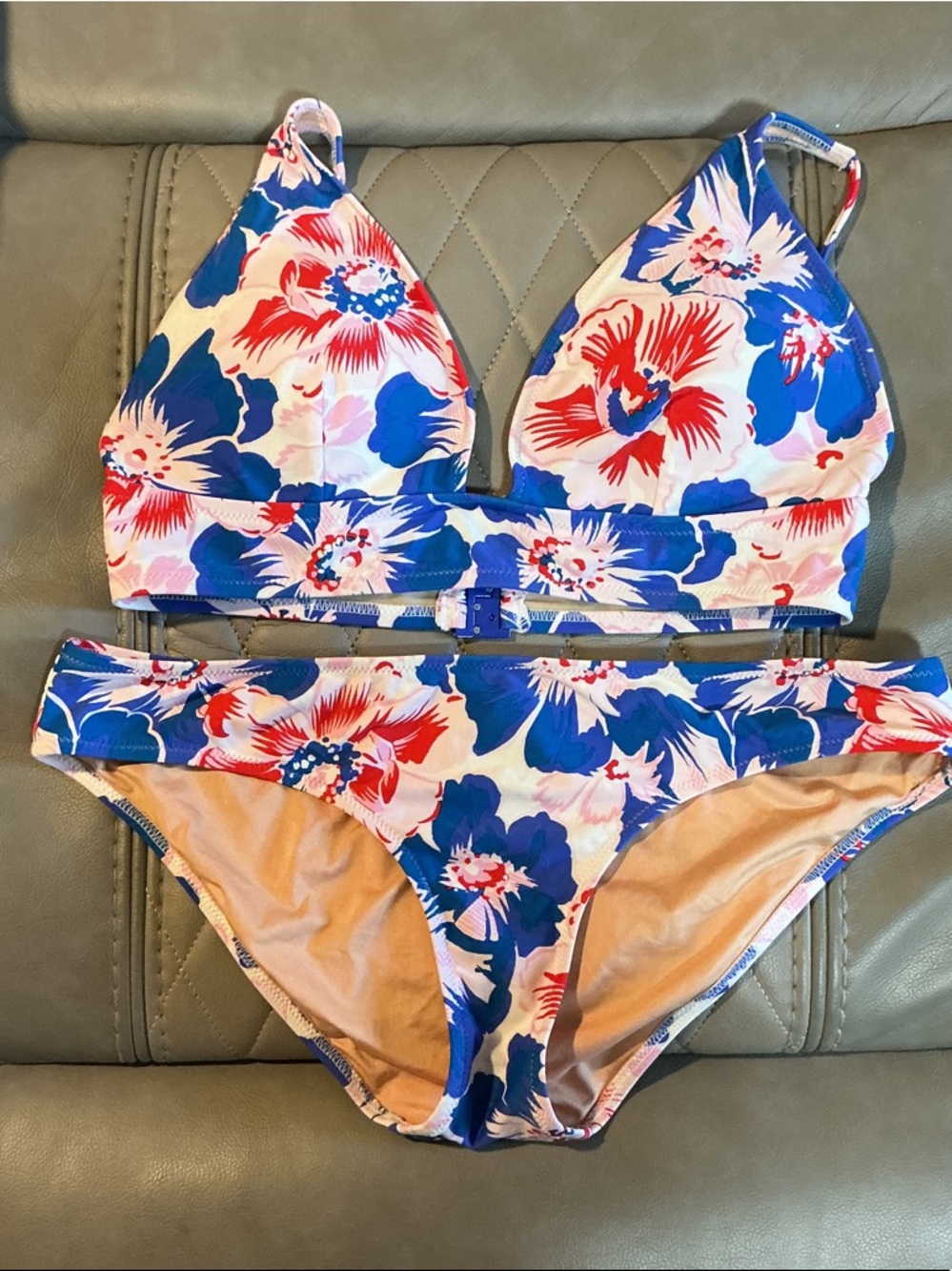J. Crew Floral Blue Red Pink Bikini Set